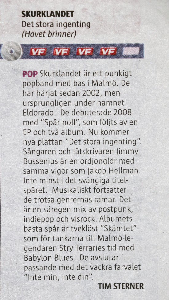 Skurklandet (Det stora ingenting) recension Värmlands Folkblad 2015